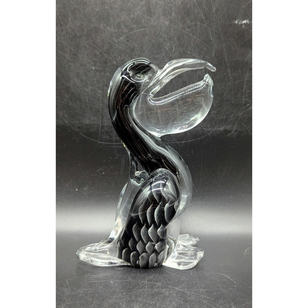 Vintage Art Glass Pelican Bird Shorebird Figurine Sculpture 7" Scandinavian
